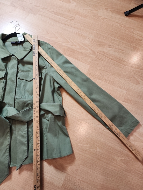 NWT Lane Bryant Green Crop Peplum Utility Jacket Belted Soft Cotton Blend 20 2X - Picture 10 of 16